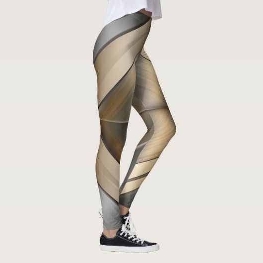 Brushed Metallic Geometric Diamond Pattern Leggings (Rechts)