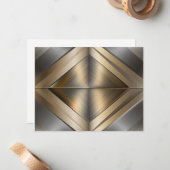 Brushed Metallic Geometric Diamond Pattern Notitiekaartje (Voorkant / Achterkant in situ)
