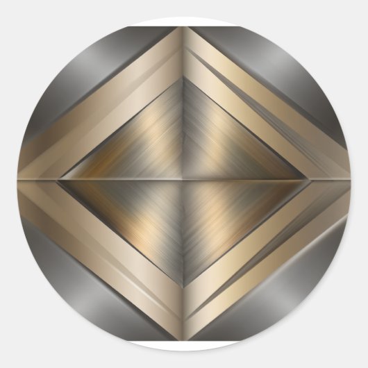 Brushed Metallic Geometric Diamond Pattern Ronde Sticker (Voorkant)