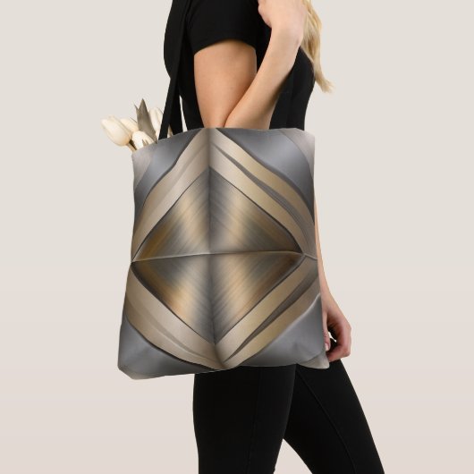Brushed Metallic Geometric Diamond Pattern Tote Bag (Dichtbij)