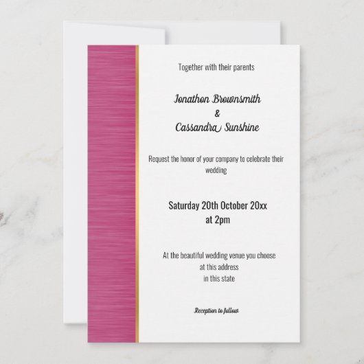  BRUSHED PINK GOLD TRIM INVITATIE KAART (Voorkant)