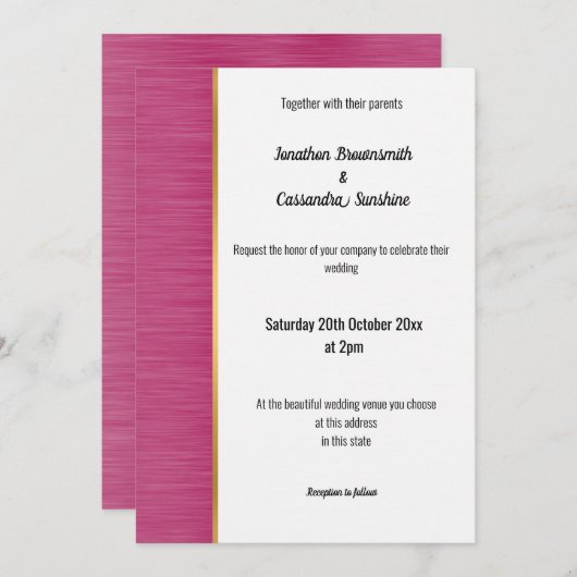  BRUSHED PINK GOLD TRIM INVITATIE KAART (Voorkant / Achterkant)