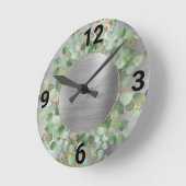 BRUSHED SILVER BOTANICAL EUCALYPTUS WALL CLOCK RONDE KLOK (Hoek)