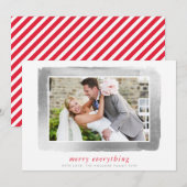 BRUSHED SILVER LIJST moderne foto eenvoudig minima Feestdagenkaart (Voorkant / Achterkant)