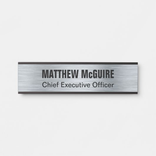 Brushed Silver Look Kantoor Deurbordje (Voorkant)