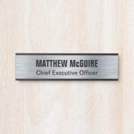 Brushed Silver Look Kantoor Deurbordje