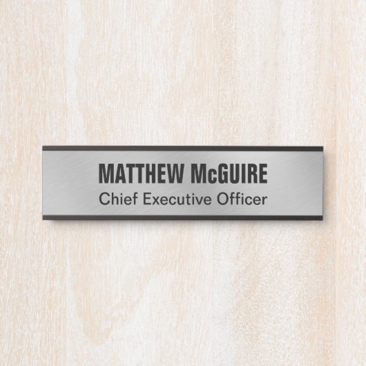 Brushed Silver Look Kantoor Deurbordje (Voorkant)