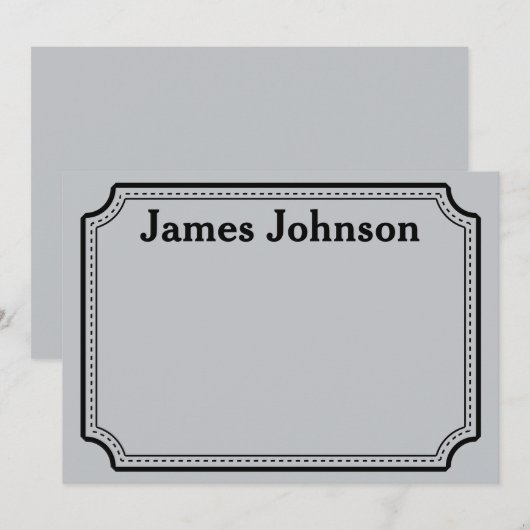 Brushed Silver Retro Bold Serif Desk Name Plate Notitiekaartje (Voorkant / Achterkant)