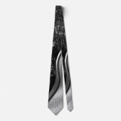 Brushed steel and metallic stone monogrammed  stropdas (Voorkant)