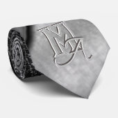 Brushed steel and metallic stone monogrammed  stropdas (Opgerold)