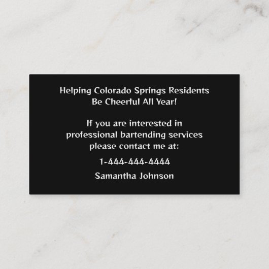 Brushed Steel Event Bartender Visitekaartje (Achterkant)