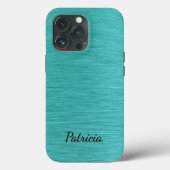 Brushed Turquoise Delight Persoonlijke naam Case-Mate iPhone Case (Achterkant)