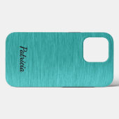 Brushed Turquoise Delight Persoonlijke naam Case-Mate iPhone Case (Achterkant (horizontaal))