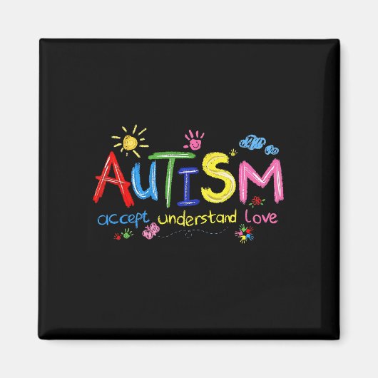 Brushstroke Autisme Bewustzijn Accepteer Liefde Be Magneet (Voorkant)