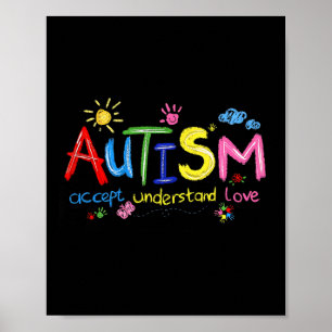 Brushstroke Autisme Bewustzijn Accepteer Liefde Be Poster