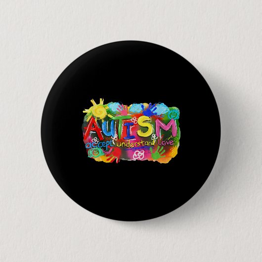 Brushstroke Autisme Bewustzijn Accepteer Liefde Be Ronde Button 5,7 Cm (Voorkant)