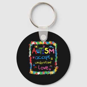 Brushstroke Autisme Bewustzijn Accepteer Liefde Be Sleutelhanger