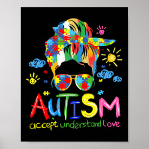 Brushstroke Autisme Bewustzijn Accepteer Liefde Me Poster