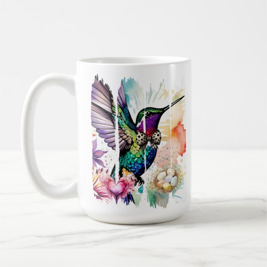 Brushstroke Bird Art Koffiemok (Links)