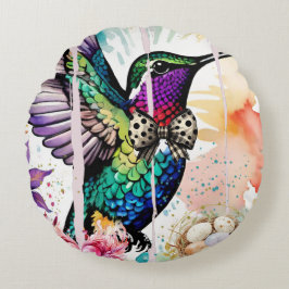 Brushstroke Bird Art Rond Kussen