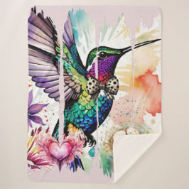 Brushstroke Bird Art Sherpa Deken