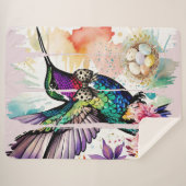 Brushstroke Bird Art Sherpa Deken (Voorkant (horizontaal))