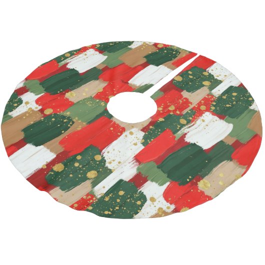 Brushstroke Cheer in Red, Green & Gold Kerstboom Rok (Gekanteld)