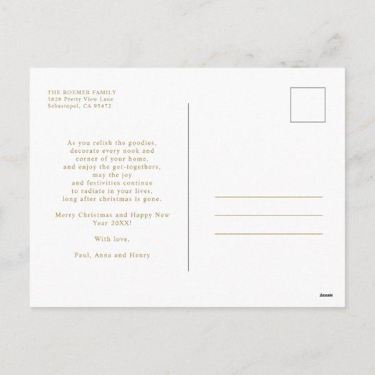 Brushstroke Christmas Golden Snowflakes Foto Feestdagenkaart (Achterkant)