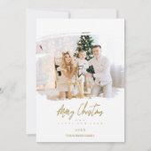 Brushstroke Christmas Golden Snowflakes Photo Feestdagenkaart (Voorkant)