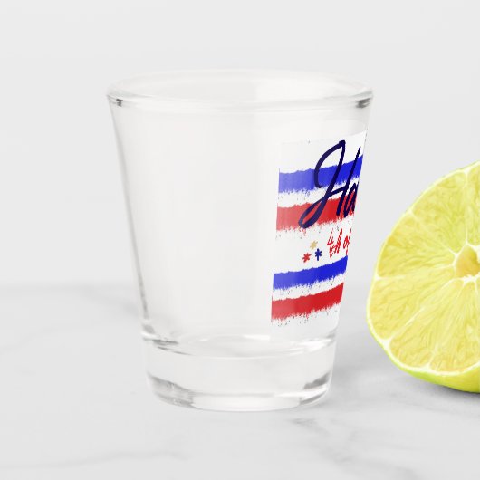 Brushstroke Happy 4 juli Amerikaanse vlag feesteli Shot Glas (Links)