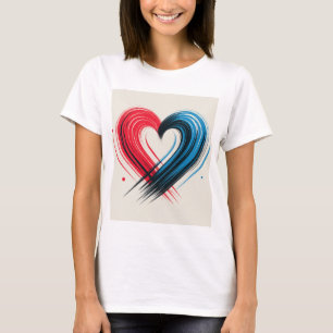 Brushstroke Heart – Rood & Blauw Artistieke Liefde T-shirt