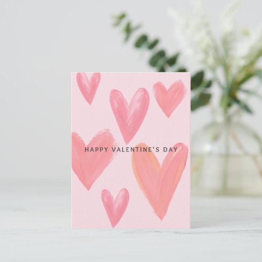 Brushstroke Hearts Valentijns Briefkaart (Staand voorkant)