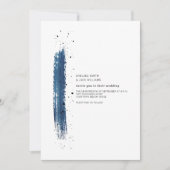 Brushstroke Speckle Blue Minimalist Modern Wedding Kaart (Voorkant)