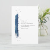 Brushstroke Speckle Blue Minimalist Modern Wedding Kaart (Staand voorkant)