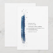 Brushstroke Speckle Blue Minimalist Modern Wedding Kaart (Voorkant / Achterkant)