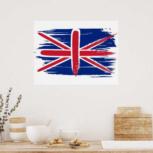 Brushstroke UK Union Jack Flag Poster (Keuken)