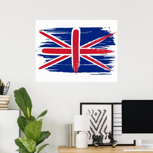 Brushstroke UK Union Jack Flag Poster (Thuiskantoor)