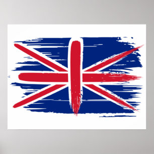 Brushstroke UK Union Jack Flag Poster
