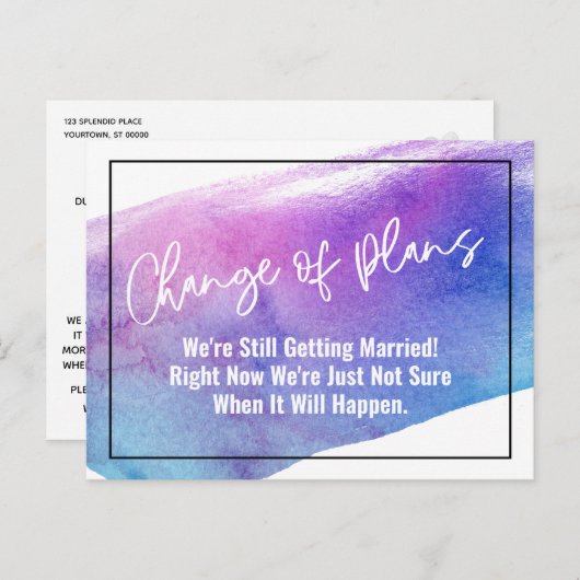 Brushstroke Verandering van Plannen Uitgestelde Br Briefkaart (Voorkant / Achterkant)