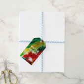 Brushstrokes feestelijke Abstracte kerstachtergron Cadeaulabel (Met Touw)