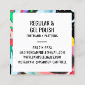 Brushstrokes kunst nagel kunstenaar salon abstract vierkante visitekaartje (Achterkant)