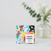 Brushstrokes kunst nagel kunstenaar salon abstract vierkante visitekaartje (Staand voorkant)