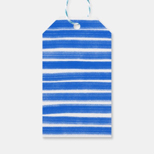 Brushstrokes Stripes Blauw Custom Bar Bat Mitswa Cadeaulabel (Achterkant)