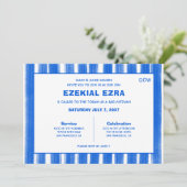 Brushstrokes Stripes Blauw Custom Bar Bat Mitswa Kaart (Staand voorkant)