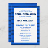 Brushstrokes Stripes Blauw Custom Bar Bat Mitswa Kaart (Voorkant / Achterkant)