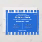 Brushstrokes Stripes Blauw Custom Bar Bat Mitswa Kaart (Voorkant)