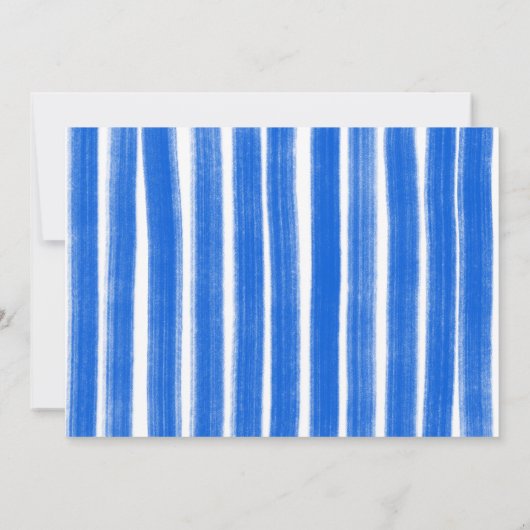 Brushstrokes Stripes Blauw Custom Bar Bat Mitswa Kaart (Achterkant)