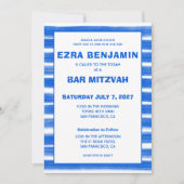 Brushstrokes Stripes Blauw Custom Bar Bat Mitswa Kaart (Voorkant)