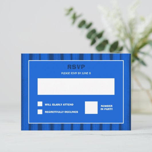 Brushstrokes Stripes Blauw Custom Bar Bat Mitswa RSVP Kaartje (Staand voorkant)