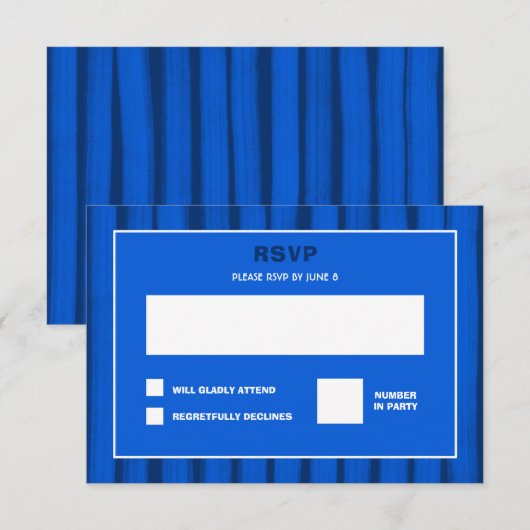 Brushstrokes Stripes Blauw Custom Bar Bat Mitswa RSVP Kaartje (Voorkant / Achterkant)
